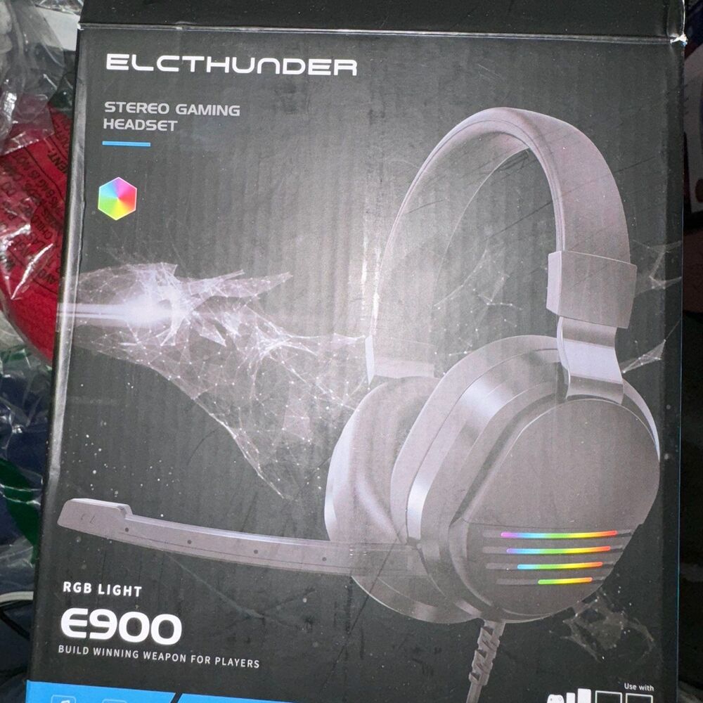 Open Box ELCTHUNDER Gaming Headset Kid Wired Headphones w/ Microphone Gaming RGB
